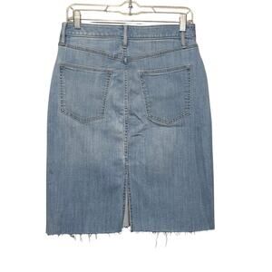 Banana Republic Light Wash Denim Skirt Raw Frayed Hem Size 8